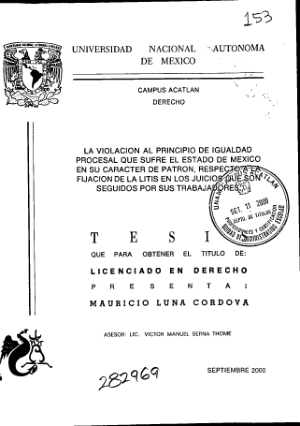 La violacion al principio de igualdad procesal que sufre el Estado de Mexico en su caracter de patron, respecto a la fijacion de la litis en los juicios que son seguidos por sus trabajadores 