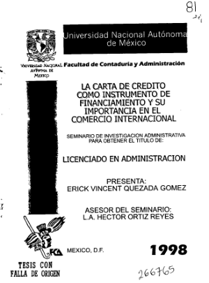 La carta de credito como instrumento de financiamiento y su importancia