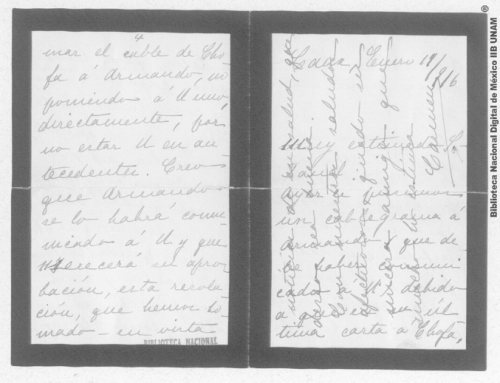 Imagen de Carta de Carmen Romero Rubio de Díaz en Caux, Helvetia al Sr. Enrique Danel en México