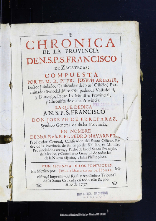 Imagen de Chronica de la provincia de N.S.P.S. Francisco de Zacatecas