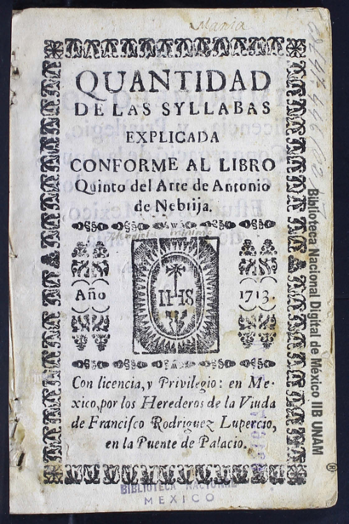 Imagen de Quantidad de las syllabas explicada conforme al libro quinto del arte de Antonio de Nebrija