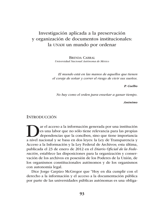 Imagen de Investigación aplicada a la preservación y organización de documentos institucionales: la UNAM un mundo por ordenar (propio)