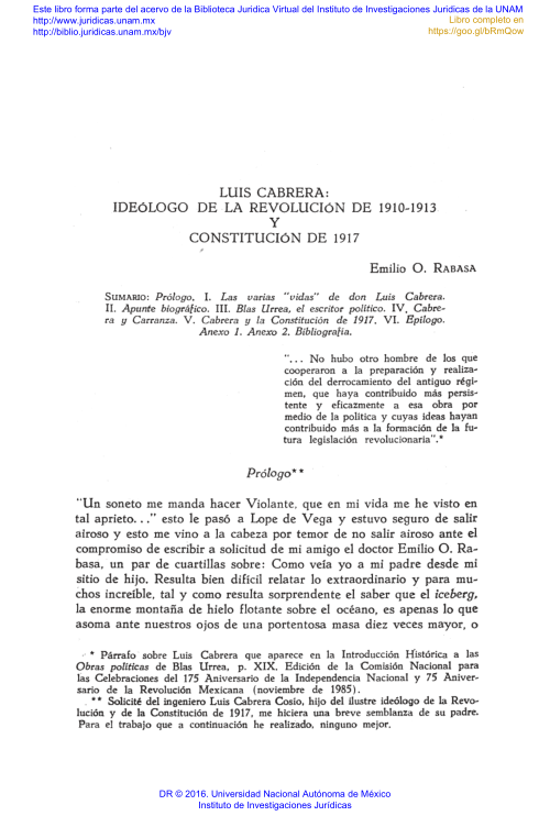 Imagen de Luis Cabrera: ideólogo de la revolución de 1910-1913 y Constitución de 1917 (propio)
