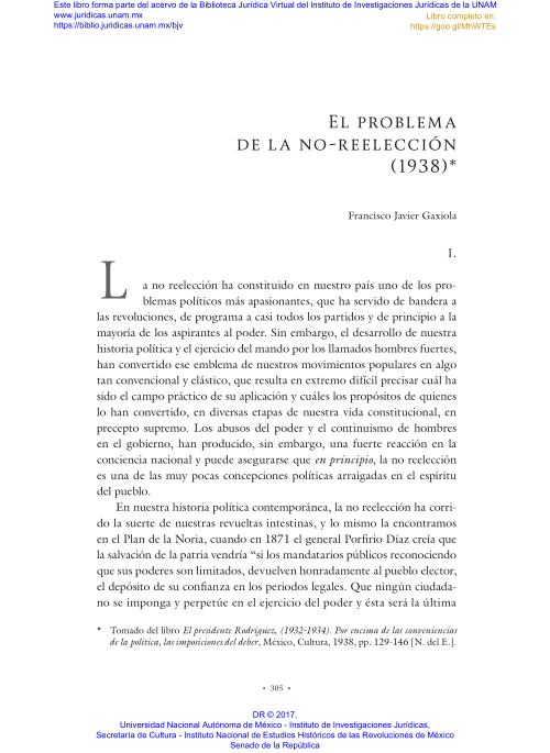 Imagen de El problema de la no-reelección (1938) (propio)