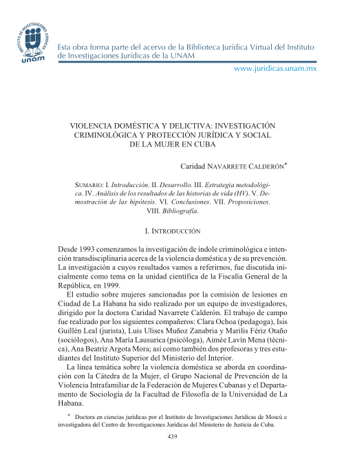 Imagen de Violencia doméstica y delictiva: investigación criminológica y protección jurídica y social de la mujer en Cuba (propio)
