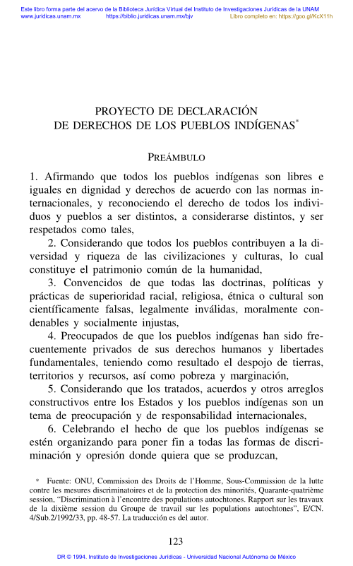 Imagen de Proyecto de declaración de derechos de los pueblos indígenas (propio)