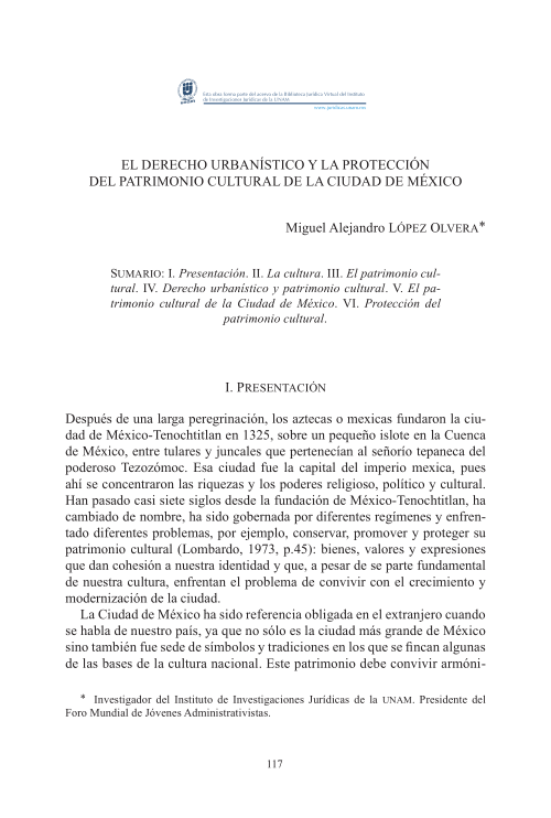 Imagen de El derecho urbanístico y la protección del patrimonio cultural de la Ciudad de México (propio)