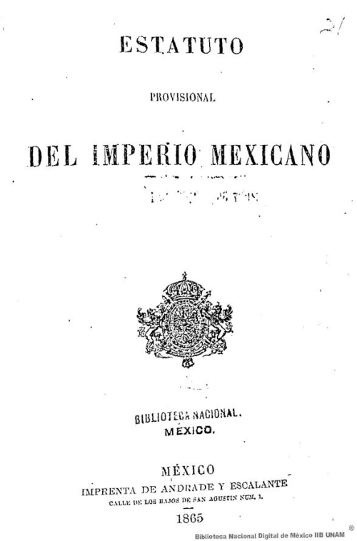 Imagen de Estatuto provisional del imperio mexicano