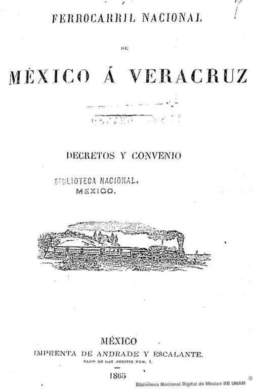 Imagen de Ferrocarril Nacional de México á Veracruz: decretos y convenio