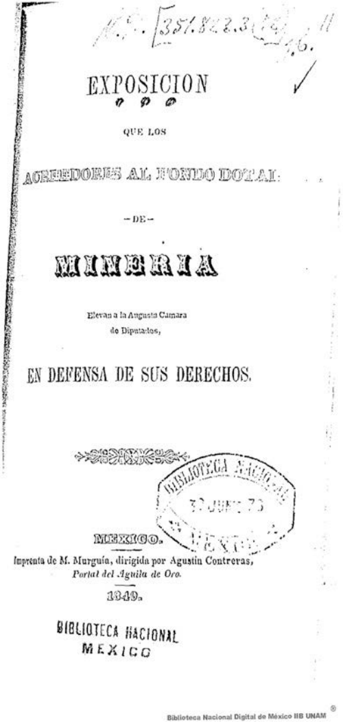 Imagen de Exposición que los acreedores al fondo dotal de Minería elevan a la Augusta Cámara de Diputados, en defensa de sus derechos