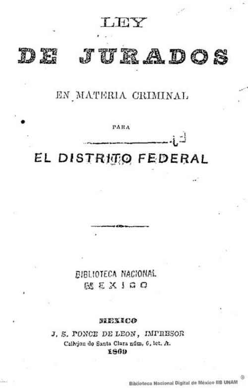 Imagen de Ley de jurados en materia criminal para el Distrito Federal